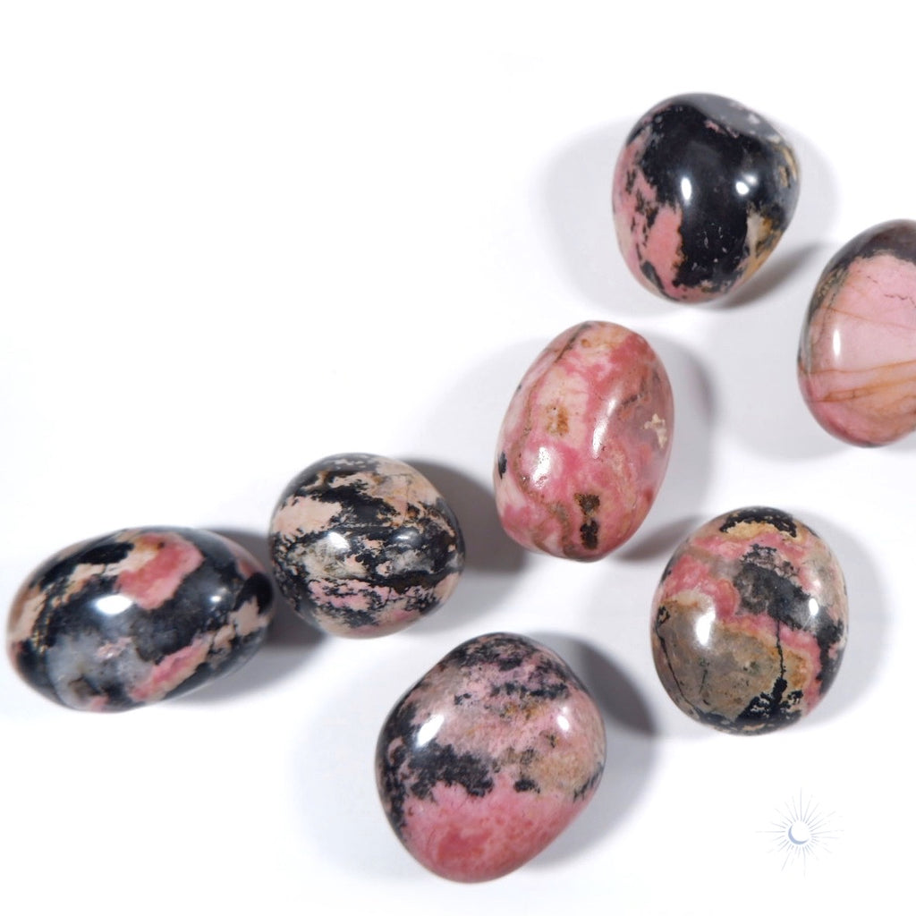 Pink and black rhodonite tumble for love and protection
