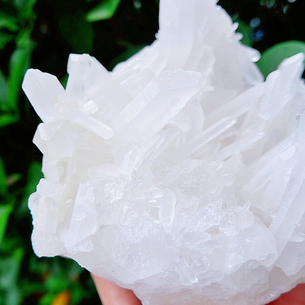 alternate view of Clear Quartz Cluster with tall points from Brazil for mindful living